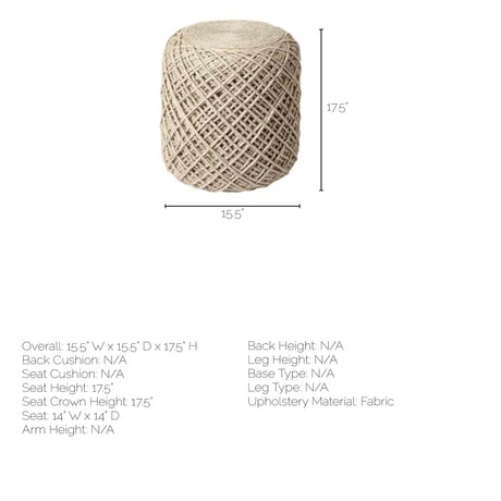 Allium Oatmeal Handwoven Wool Cylindrical Pouf by Mercana at Eve Furniture