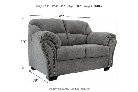 Allmaxx Pewter Fabric Loveseat by Ashley at Eve Furniture