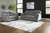 Allmaxx Pewter Fabric Sofa and Loveseat by Ashley at Eve Furniture