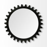 Alloy Cog Round Black Metal Frame Mirror by Mercana at Eve Furniture