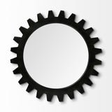 Alloy Cog Round Black Metal Frame Mirror by Mercana at Eve Furniture
