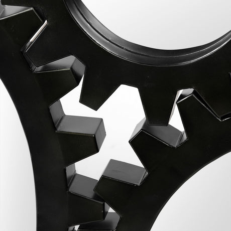 Alloy Cog Round Black Metal Frame Mirror by Mercana at Eve Furniture