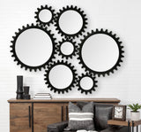 Alloy Cog Round Black Metal Frame Mirror by Mercana at Eve Furniture