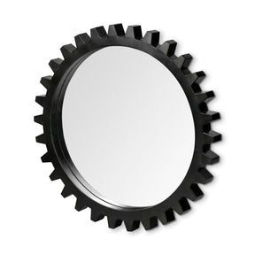 Alloy Cog Round Black Metal Frame Mirror by Mercana at Eve Furniture