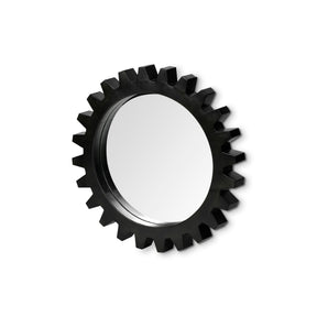 Alloy Cog Round Black Metal Frame Mirror by Mercana at Eve Furniture
