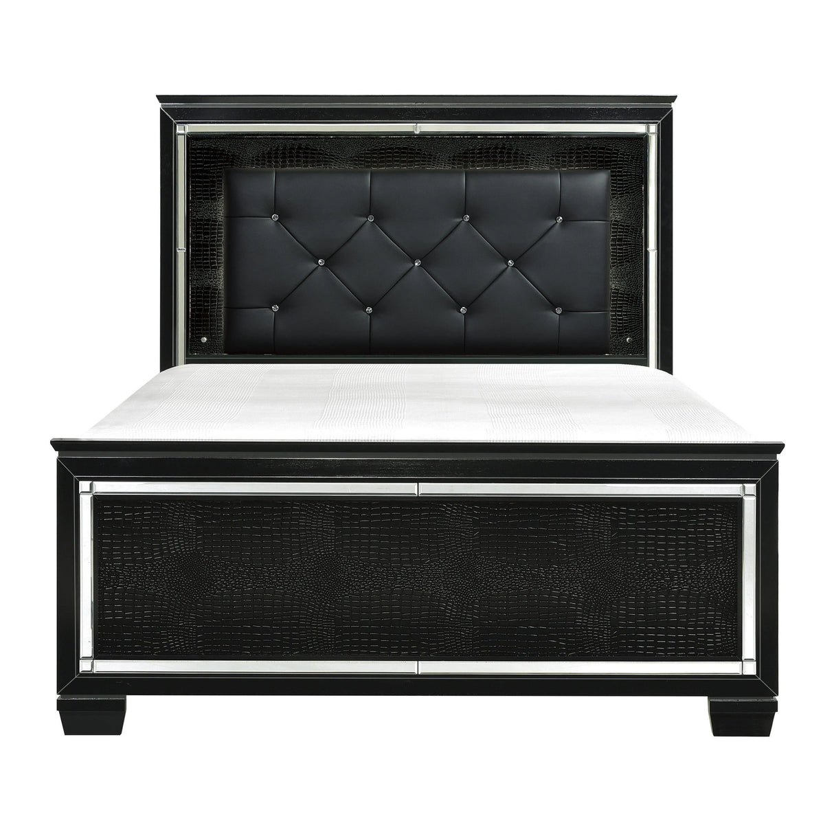 Allura Black King LED Upholstered Panel Bed by Homelegance at Eve Furniture