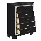 Allura Black LED Upholstered Panel Bedroom Set by Homelegance at Eve Furniture