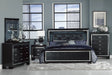 Allura Black LED Upholstered Panel Bedroom Set by Homelegance at Eve Furniture