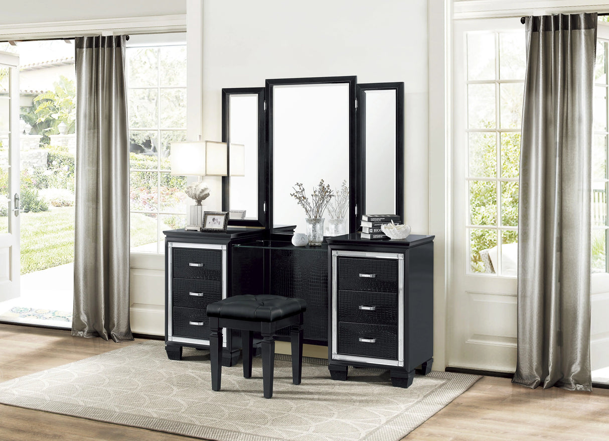 Allura Black Vanity Dresser with Mirror by Homelegance at Eve Furniture