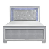 Allura Silver California King LED Upholstered Panel Bed by Homelegance at Eve Furniture