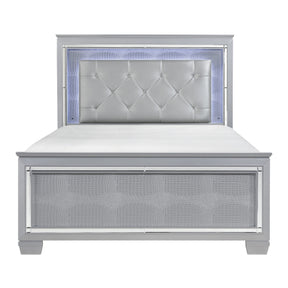Allura Silver California King LED Upholstered Panel Bed by Homelegance at Eve Furniture