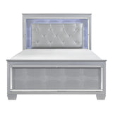Allura Silver King LED Upholstered Panel Bed by Homelegance at Eve Furniture
