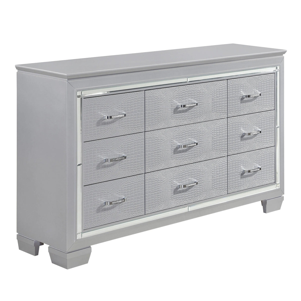 Allura Silver LED Upholstered Panel Bedroom Set by Homelegance at Eve Furniture