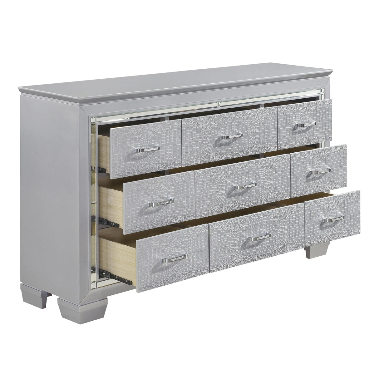Allura Silver LED Upholstered Panel Bedroom Set by Homelegance at Eve Furniture