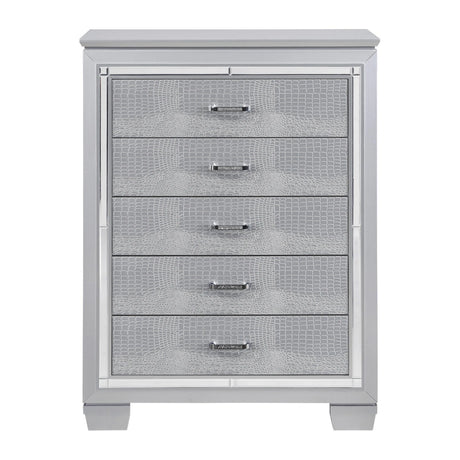 Allura Silver LED Upholstered Panel Bedroom Set by Homelegance at Eve Furniture