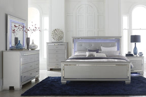 Allura Silver LED Upholstered Panel Bedroom Set by Homelegance at Eve Furniture