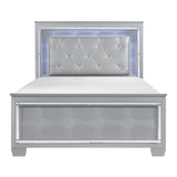 Allura Silver Queen LED Upholstered Panel Bed by Homelegance at Eve Furniture