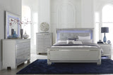 Allura Silver Queen LED Upholstered Panel Bed by Homelegance at Eve Furniture