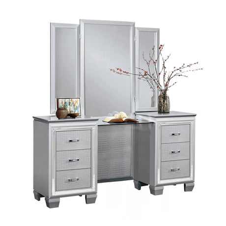 Allura Silver Vanity Dresser with Mirror by Homelegance at Eve Furniture
