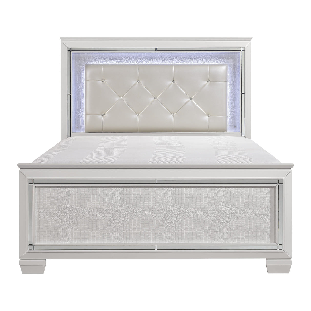 Allura White California King LED Upholstered Panel Bed by Homelegance at Eve Furniture