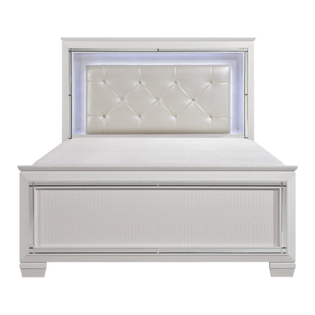 Allura White Full LED Upholstered Panel Bed by Homelegance at Eve Furniture
