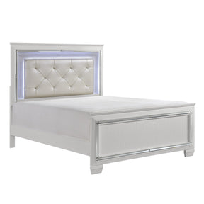 Allura White Full LED Upholstered Panel Bed by Homelegance at Eve Furniture