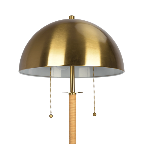 Allure 2-Light Floor Lamp, Gold Brass, Natural Rattan Tube , Double On/Off Pull Chain by Ashcroft Furniture at Eve Furniture