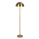 Allure 2-Light Floor Lamp, Gold Brass, Natural Rattan Tube , Double On/Off Pull Chain by Ashcroft Furniture at Eve Furniture