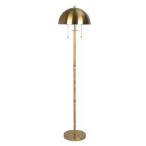 Allure 2-Light Floor Lamp, Gold Brass, Natural Rattan Tube , Double On/Off Pull Chain by Ashcroft Furniture at Eve Furniture