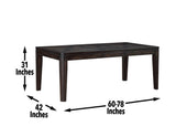 Ally 60-78 inch Dining Table w/18″ Leaf by Steve Silver at Eve Furniture