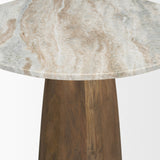 Allyson 32" Round Medium Brown Wood w/ Pink Marble Top Bistro Table by Mercana at Eve Furniture