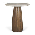 Allyson 32" Round Medium Brown Wood w/ Pink Marble Top Bistro Table by Mercana at Eve Furniture