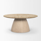 Allyson 36" Light Wood Base w/ Travertine Top Coffee Table by Mercana at Eve Furniture