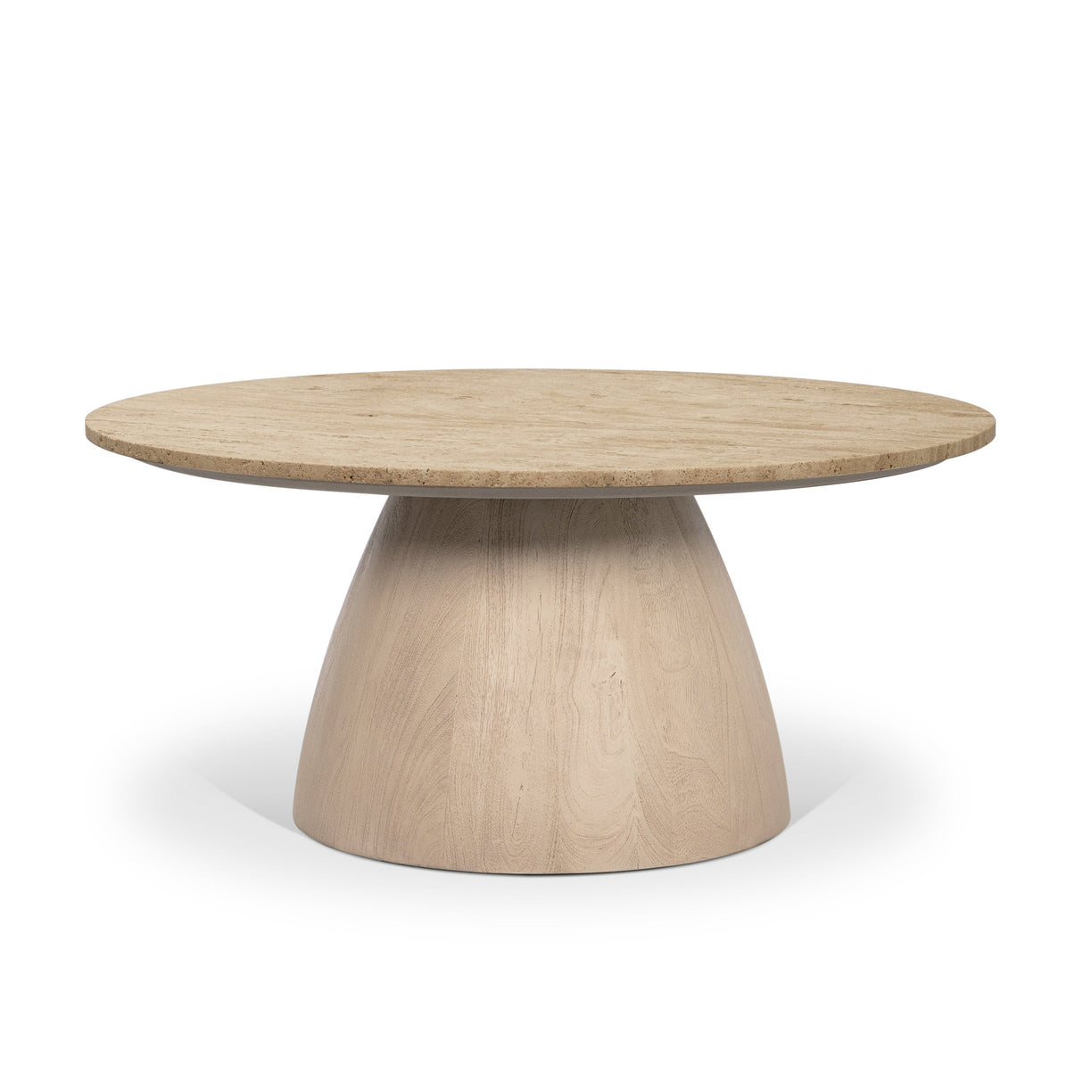 Allyson 36" Light Wood Base w/ Travertine Top Coffee Table by Mercana at Eve Furniture