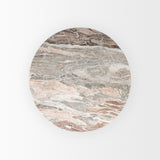 Allyson 42" Round Brown Wood Pedestal w/ Savar Pink Marble Top Dining Table by Mercana at Eve Furniture
