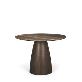 Allyson 42" Round Dark Brown w/ Cappuccino Marble Pedestal Dining Table by Mercana at Eve Furniture