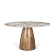 Allyson 54" Round Brown Pedestal w/ Pink Marble Top Dining Table by Mercana at Eve Furniture