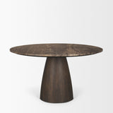 Allyson 54" Round Dark Brown w/ Cappuccino Marble Pedestal Dining Table by Mercana at Eve Furniture