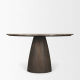 Allyson 54" Round Dark Brown w/ Cappuccino Marble Pedestal Dining Table by Mercana at Eve Furniture