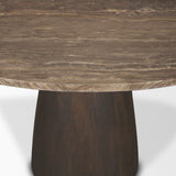 Allyson 54" Round Dark Brown w/ Cappuccino Marble Pedestal Dining Table by Mercana at Eve Furniture
