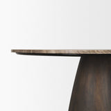 Allyson 54" Round Dark Brown w/ Cappuccino Marble Pedestal Dining Table by Mercana at Eve Furniture