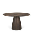 Allyson 54" Round Dark Brown w/ Cappuccino Marble Pedestal Dining Table by Mercana at Eve Furniture