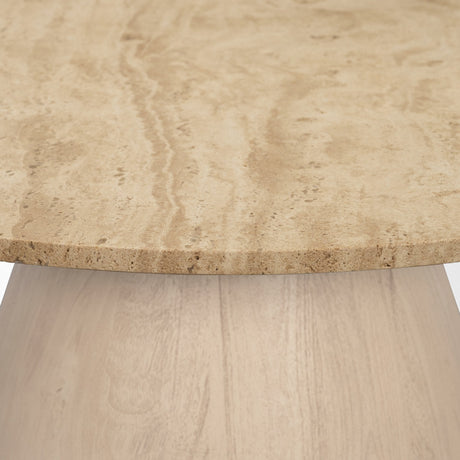 Allyson Light Wood Base w/ Travertine Top Coffee Table by Mercana at Eve Furniture