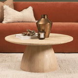 Allyson Light Wood Base w/ Travertine Top Coffee Table by Mercana at Eve Furniture