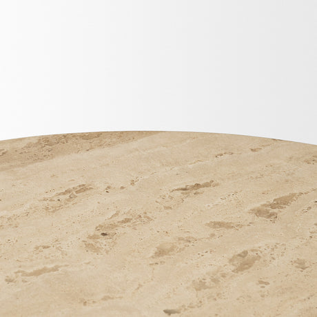 Allyson Light Wood Base w/ Travertine Top Dining Table by Mercana at Eve Furniture