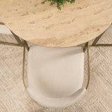 Allyson 42" Light Wood Base w/ Travertine Top Dining Table by Mercana at Eve Furniture