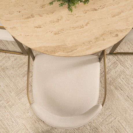 Allyson Light Wood Base w/ Travertine Top Dining Table by Mercana at Eve Furniture