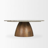 Allyson Round Brown Pedestal w/ Pink Marble Top Coffee Table by Mercana at Eve Furniture