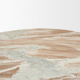 Allyson Round Brown Pedestal w/ Pink Marble Top Coffee Table by Mercana at Eve Furniture