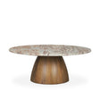 Allyson Round Brown Pedestal w/ Pink Marble Top Coffee Table by Mercana at Eve Furniture